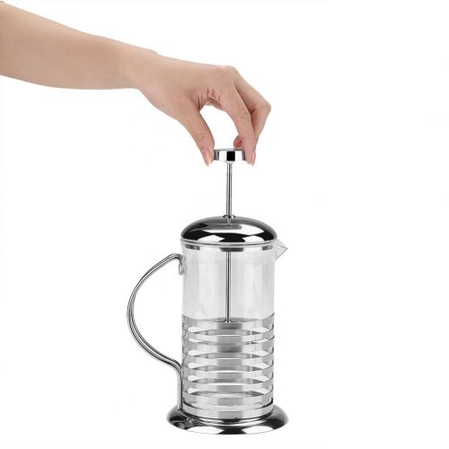  Aramox Cafetiere Franzoesisch Presse Kaffeemaschine, Portable Edelstahl Glas Franzoesisch Presse Kaffeetasse Pot Plunger Tee Maker(800ML)