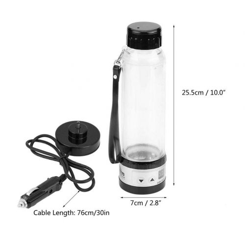  Aramox Auto Wasserkocher, 12 V 24 V Auto Warmwasserbereiter Becher Auto Reise Erhitzt Cup Heizung Flasche fuer Auto (280 ml)(Black)