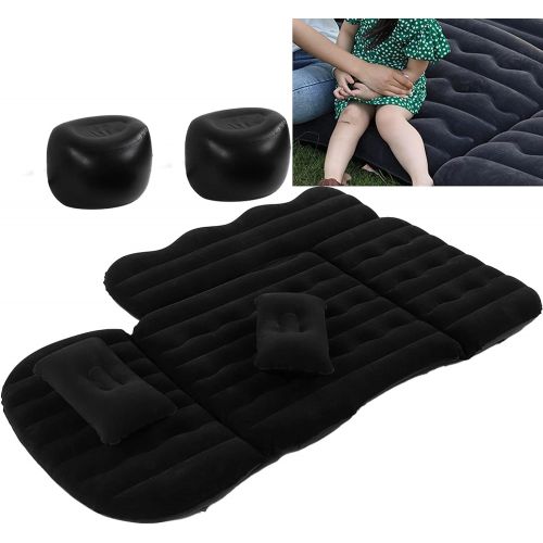  Inflatable Car Air Mattress Bed, Aramox Air Mattress Multifunctional Flocking Travel Bed with Electric Inflator Pump for Car