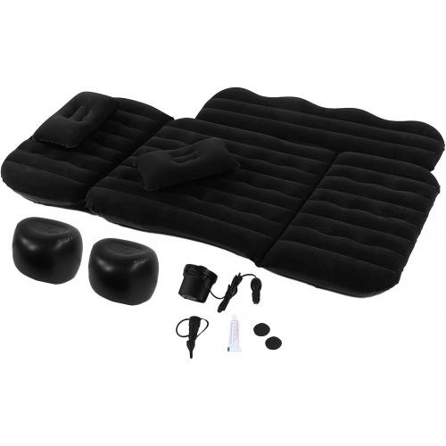  Inflatable Car Air Mattress Bed, Aramox Air Mattress Multifunctional Flocking Travel Bed with Electric Inflator Pump for Car