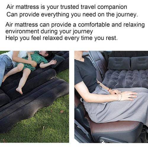  Inflatable Car Air Mattress Bed, Aramox Air Mattress Multifunctional Flocking Travel Bed with Electric Inflator Pump for Car