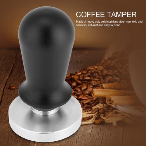  Espresso Tamper,Aramox Stainless Steel Base Rubber Handle Barista Espresso Coffee Tamper Flat Base Coffee Bean Press Tool(51MM)