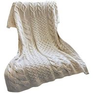 Aran Woollen Mills Patchwork SuperSoft Merino Wool Knit Throw Blanket 42 x 64