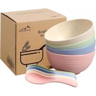 [아마존베스트]Arashill Unbreakable Cereal Bowls,Wheat Straw Fiber Lightweight Unbreakable Bowls Set 4 Bowls (24 OZ) & Free 4 Spoons,Dishwasher & Microwave Safe