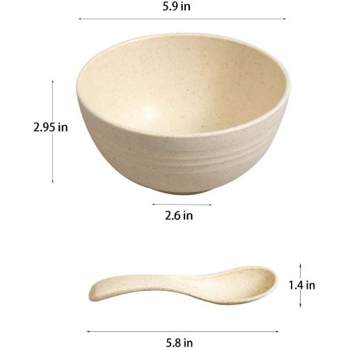  [아마존베스트]Arashill Unbreakable Cereal Bowls,Wheat Straw Fiber Lightweight Unbreakable Bowls Set 4 Bowls (24 OZ) & Free 4 Spoons,Dishwasher & Microwave Safe