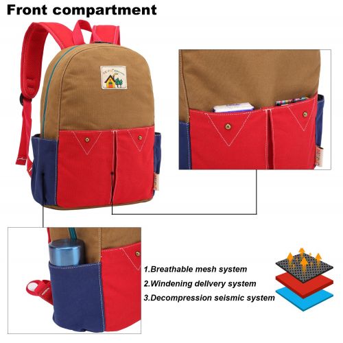  ArcEnCiel Childrens Cute Canvas School Backpack Rucksack Lunch Bag (Red)