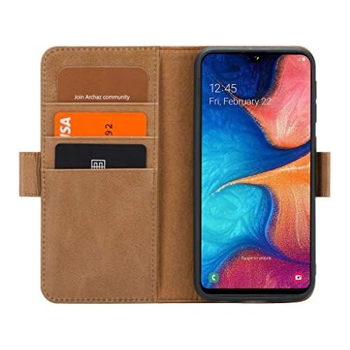  Samsung A20e Leather Wallet Case - Genuine Italian Leather Case for Samsung A20e- Flip Cover with Clasp Closure - Adjustable Viewing Stand by archaz