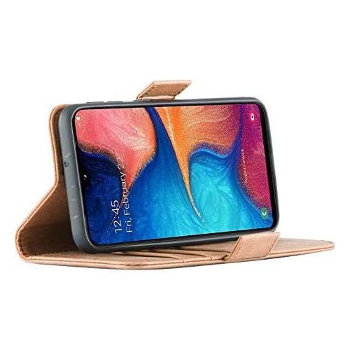  Samsung A20e Leather Wallet Case - Genuine Italian Leather Case for Samsung A20e- Flip Cover with Clasp Closure - Adjustable Viewing Stand by archaz