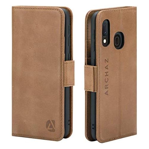  Samsung A20e Leather Wallet Case - Genuine Italian Leather Case for Samsung A20e- Flip Cover with Clasp Closure - Adjustable Viewing Stand by archaz