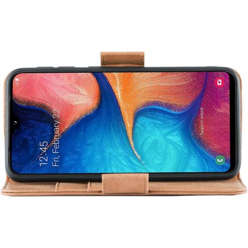  Samsung A20e Leather Wallet Case - Genuine Italian Leather Case for Samsung A20e- Flip Cover with Clasp Closure - Adjustable Viewing Stand by archaz