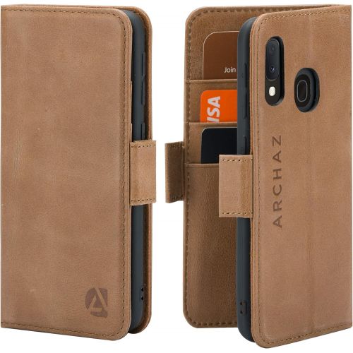  Samsung A20e Leather Wallet Case - Genuine Italian Leather Case for Samsung A20e- Flip Cover with Clasp Closure - Adjustable Viewing Stand by archaz