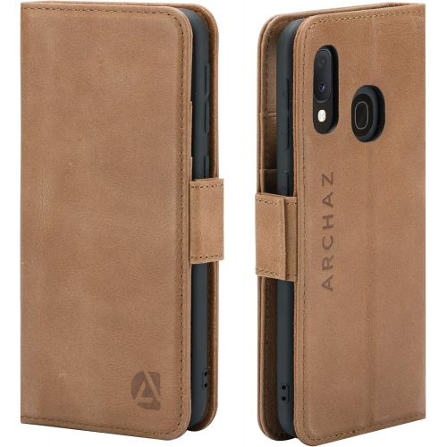  Samsung A20e Leather Wallet Case - Genuine Italian Leather Case for Samsung A20e- Flip Cover with Clasp Closure - Adjustable Viewing Stand by archaz