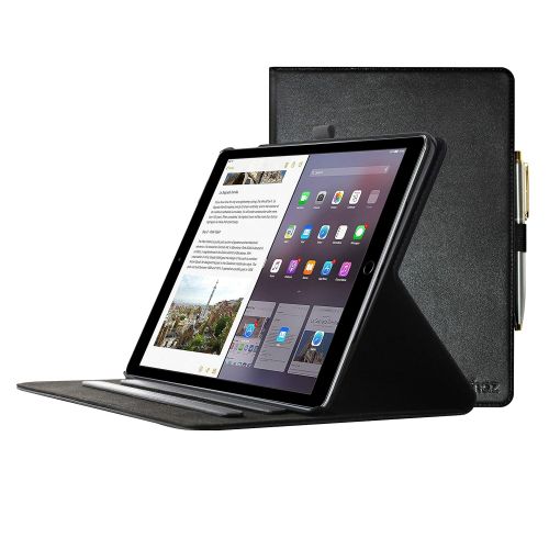  Archaz iPad Air 2 leather case - Premium Leather Smart Cover with Auto SleepWake Function for iPad Air 2- Adjustable Viewing Stand - Pencil Holder (iPad Air 2, metal)