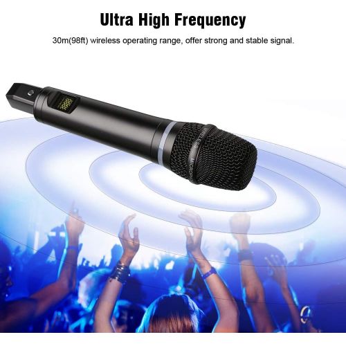  [아마존 핫딜] Dual Rechargeable Wireless Microphone Karaoke System, ARCHEER Professional UHF Handheld Dynamic Microphone Set with Bluetooth Receiver Over Soundbar, PA Speaker, Mixer for Church,