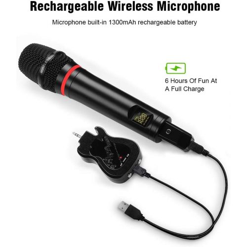  [아마존 핫딜] Dual Rechargeable Wireless Microphone Karaoke System, ARCHEER Professional UHF Handheld Dynamic Microphone Set with Bluetooth Receiver Over Soundbar, PA Speaker, Mixer for Church,