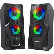 [아마존베스트]Computer Speakers RGB Gaming Speaker 2.0 USB Powered Stereo Volume Control，ARCHEER Dual-Channel Multimedia Speakers with LED Light for PC Desktop Laptop Tablet Smartphones(10W)