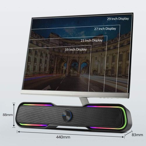  [아마존베스트]Computer Speakers, ARCHEER 10W PC RGB Speakers for Desktop Computer Wired Computer Sound Bar with Enhanced Stereo Bass LED Light, Dual-Channel Multimedia Speakers for PC Laptop Tab