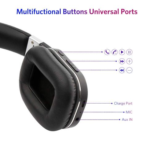  Archeer Bluetooth Headphones ARCHEER AH07 Wireless Headphone Foldable Over Ear Headphones with Microphone, AptX Stereo Sound Headset for Travel Work TV Computer Smartphones