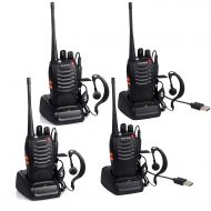 Arcshell Baofeng BF-888S USB Rechargeable Walkie Talkies Two Way Radios 16 Channels Long Range Radio UHF 400-470MHz with Earpiece (4 Pack, Black)
