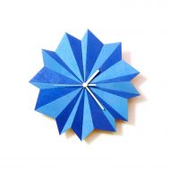 Ardeola Origami Blue - 11.5 (29cm) unique organic wooden wall clock with shades of metallic blue