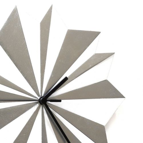  Ardeola Organic unique wall clock in silver and white, a silent wall clock made of laser cut birch plywood - Origami Silver 29cm / 11.5