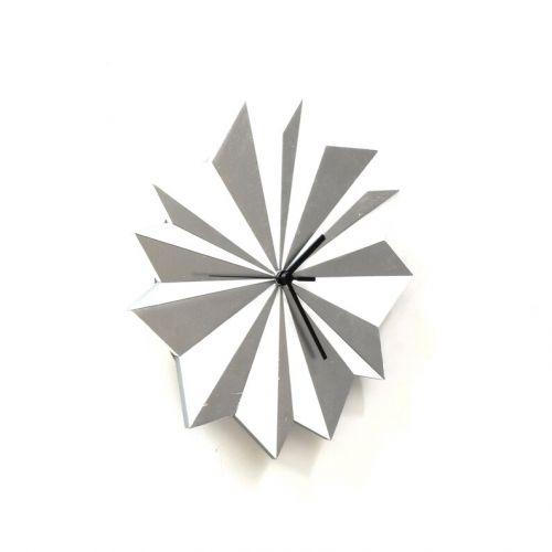  Ardeola Organic unique wall clock in silver and white, a silent wall clock made of laser cut birch plywood - Origami Silver 29cm / 11.5