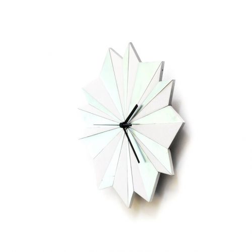  Ardeola Organic unique wall clock in silver and white, a silent wall clock made of laser cut birch plywood - Origami Silver 29cm / 11.5