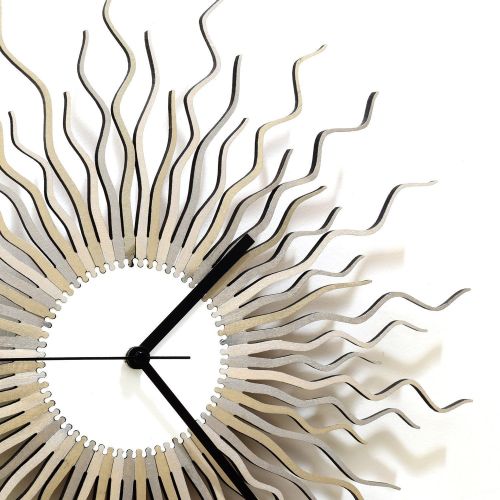  Ardeola Medusa silver - 16 Contemporary Handmade Wooden Wall Clock in Shades of Silver, a piece of wall art by ardeola