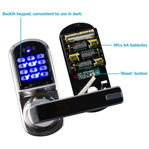  Ardwolf A30 Keyless Smart Door Lock Keypad, with Reversible Lever and Automatic Locking