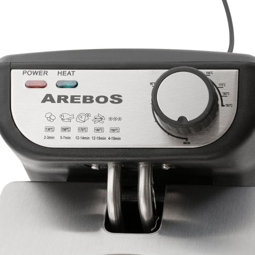  Arebos Fritteuse 4 Liter / 2200 W/stufenlos temperierbar bis 190° C/Kaltzonen-Friteuse/einfache Reinigung