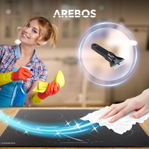  Arebos Doppel Induktions Kochfeld 3500 W (9 Kochstufen, Sensor-Touch Display, Autark, integrierter Timer, UEberhitzungsschutz, Kindersicherung)