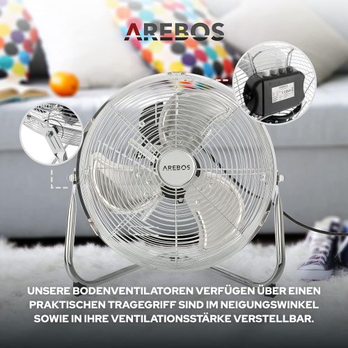  Arebos Bodenventilator 12-20 Zoll (30-50 cm) / 3 Geschwindigkeitsstufen/GS geprueft von TUEV Sued (12 Zoll (30 cm))