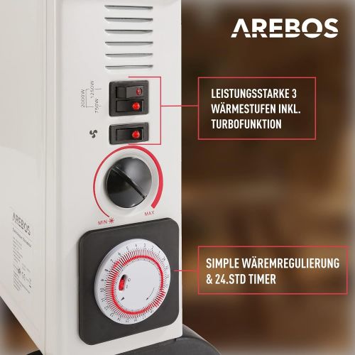  Arebos elektrische Konvektor Heizung / 2000 Watt/Thermostat/Frostwachter-Funktion/Mit Standfuessen oder zur Wandmontage/GS geprueft von Intertek (Standard)