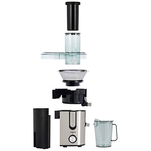  [아마존베스트]AREBOS Juicer Juicer / Stainless Steel / Large 85 mm Filling Opening / 1200 W / BPA Free / Drip Stop Function / 2 Speed Levels + 1 x Pulse Function / Overload Protection