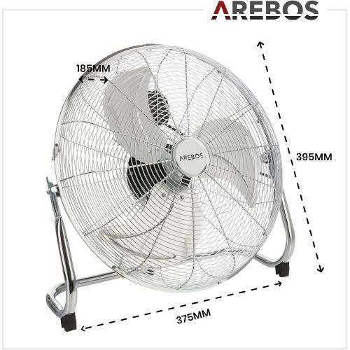  [아마존베스트]Arebos Floor Fan, 12 - 20 Inch (30 - 50 cm), 3 Speed Levels, GS Tested by TUEV Sued