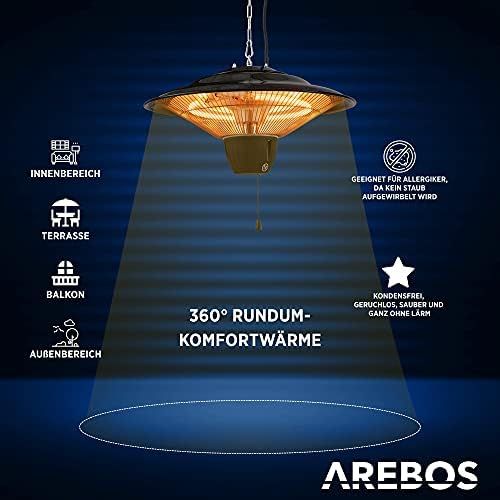 Arebos Ceiling Heater 1,500 W, Balcony Heater, Tent Heater, Patio Heater, Black, 3 Heat Settings (500/1,000/1,500 W)