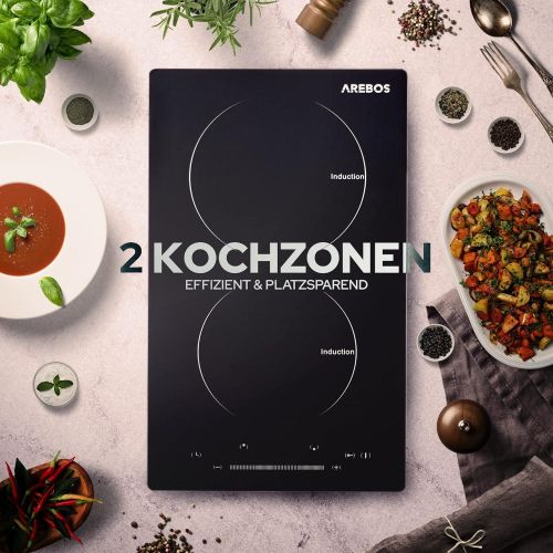  [아마존베스트]Arebos Electric Dual Zone Induction Hob Cooker 2 Cooking Plates