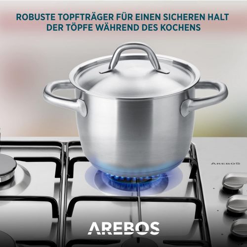  [아마존베스트]Arebos Stainless steel gas stove, gas hob, 4 flames, built-in stove for natural gas.