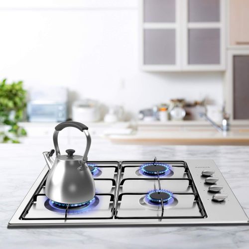  [아마존베스트]Arebos Stainless steel gas stove, gas hob, 4 flames, built-in stove for natural gas.