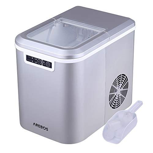  [아마존베스트]Arebos, Ice Cube Machine, 12kg/24h, 8 Minutes Production Time, 2 Ice Cube Sizes, 2.2 L, Quiet, Without Water Connection