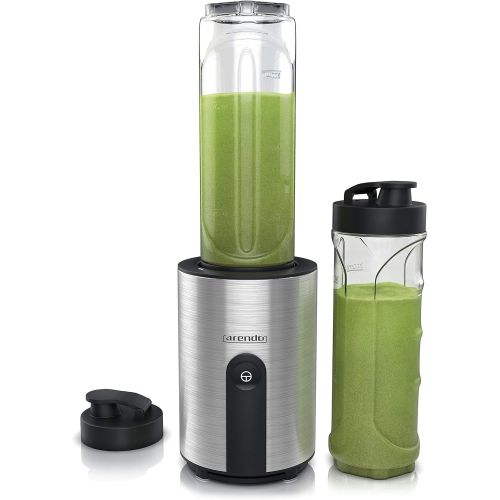  Arendo - mini Standmixer - Mix and Go Smoothiemaker - inkl 2 x ToGo Becher - Edelstahlmesser 4 fluegelig - einfache 1 Tastenbedienung - automatische Sicherheitsabschaltung