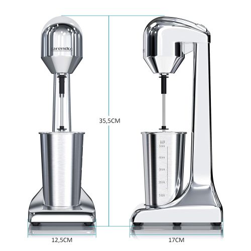  Arendo - Drink Mixer  Beverage Mixer  Electric Stand Mixer  Shaker 500ml Cup 100W, 22,000 rpm, 2 Speed Levels Protein Drinks Smoothies Egg Milkshakes Cocktails GS