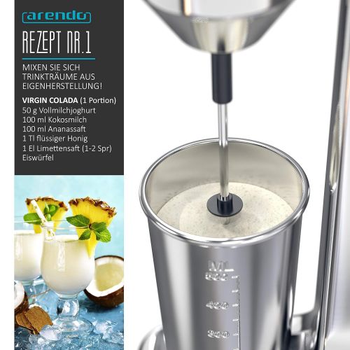  Arendo - Drink Mixer  Beverage Mixer  Electric Stand Mixer  Shaker 500ml Cup 100W, 22,000 rpm, 2 Speed Levels Protein Drinks Smoothies Egg Milkshakes Cocktails GS