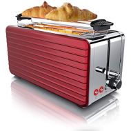Arendo - Automatik Toaster Langschlitz 4 Scheiben - Defrost Funktion - warmeisolierendes Gehause - abnehmbarer Broetchenaufsatz - 1500W - herausziehbare Kruemelschublade - Arendo DES