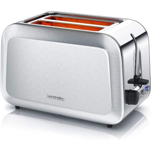  Arendo - Automatik Toaster - Edelstahl gebuerstet - 2 Scheiben - Defrost Funktion - Warmeisolierendes Doppelwandgehause - GS-zertifiziert