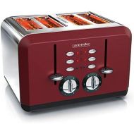 Arendo - Automatik Toaster 4 Scheiben - Edelstahlgehause - bis zu vier Sandwich und Toast-Scheiben - Braunungsgrad 1-6 - Aufwarm- und Auftaufunktion - Kruemelschublade - GS-zertifiz