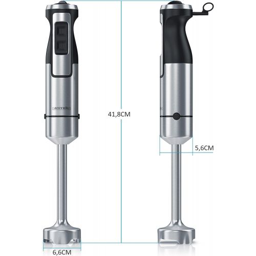  Arendo - Stabmixer 1000 Watt Edelstahl - vierfluegeliges Messer - Puerierstab - stufenlose Geschwindigkeitsregelung - Turbotaste - abnehmbarer Mixfuss - GS zertifiziert