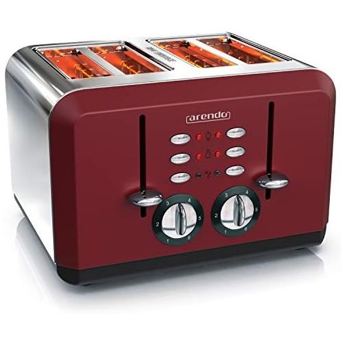  Arendo - Automatik Toaster 4 Scheiben - Edelstahlgehause - bis zu vier Sandwich und Toast Scheiben - Braunungsgrad 1 bis 6 - Aufwarm und Auftaufunktion -Kruemelschublade - GS zertif
