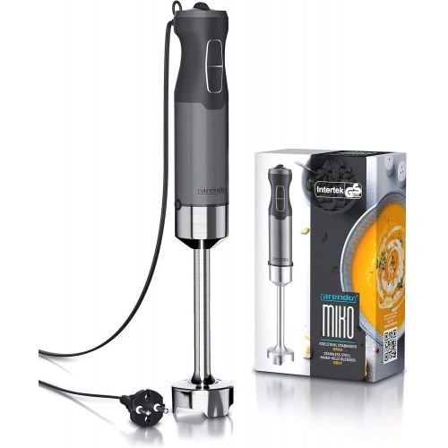  Arendo - Stabmixer 1000 Watt Edelstahl - vierfluegeliges Messer - Puerierstab - stufenlose Geschwindigkeitsregelung - Turbotaste - abnehmbarer Mixfuss - GS-zertifiziert - Cool Grey De