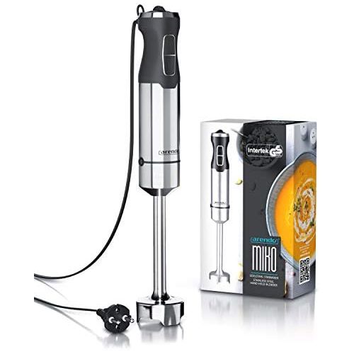  [아마존베스트]Arendo - Hand blender 1000 watt stainless steel - four-blade knife - puree rod - stepless speed control - turbo button - removable mixing base - GS certified - model 2020